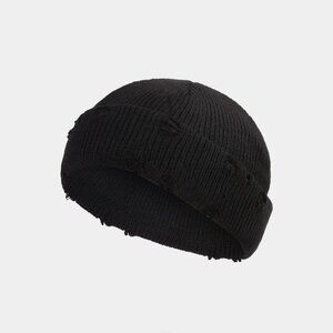 NWT Caps Apparel Brand: Ripped Fisherman Beanie - BLACK